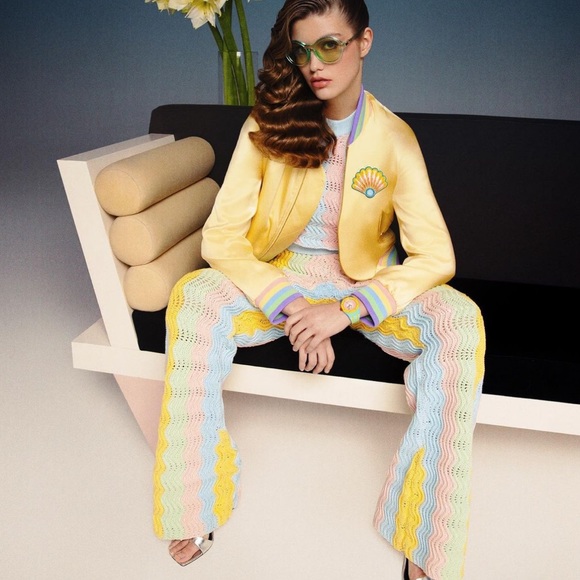 Casablanca Rainbow Gradient Crochet Flare Trousers - Picture 6 of 14